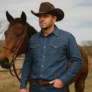 True Religion Brand Jean Western Shirt Men’s XL 100% Cotton Yoke Pearl Snaps